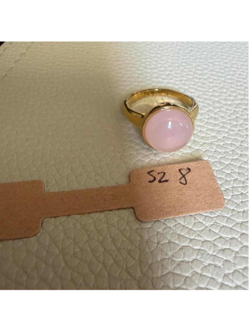 #jcrew pink stonering with gold band, size 8 #gold